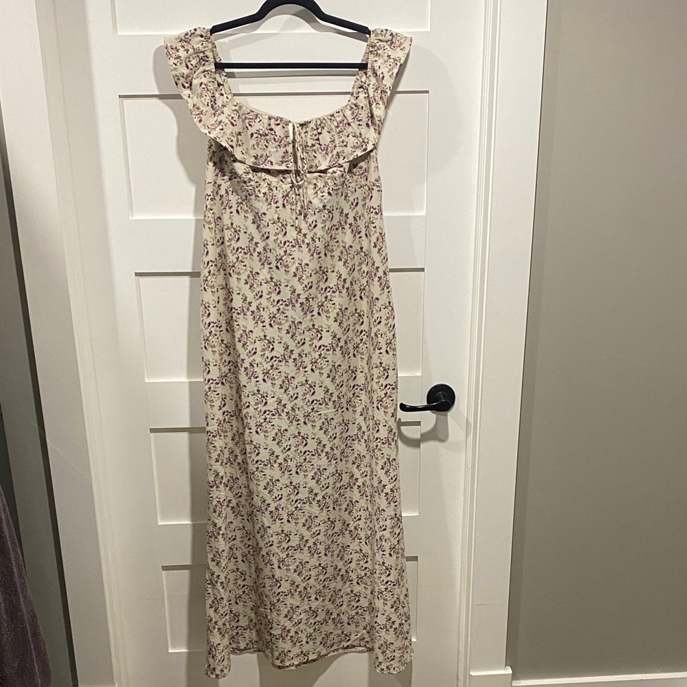 wild fable Cream Maxi Dress with Purple Floral Print
